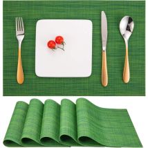 Set Di 6 Tovagliette All'americana, Lavabili, Resistenti Al Calore, Antiscivolo, In Pvc, Per Cucina, Tavolo Da Pranzo, 30x45 Cm (verde 2)