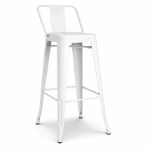 Tabouret De Bar En Métal Blanc Mat Style Industriel - Avec Dossier - Hauteur 76 Cm