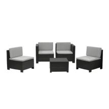 SHAF – Conjunto tresillo Verona grafito – Polipropileno de alta calidad – Dimensiones sillón: 74x66x72 cm – Dimensiones mesa: 57x57x34 cm