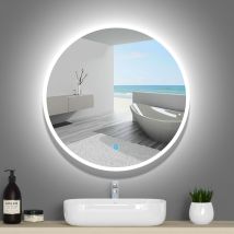 Aica Espejo Redondo De Baño Led 80cm+antivaho+interruptor Táctil