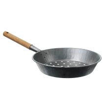 Padella per caldarroste – 71226 – alta qualità in lamiera stampata con manico in legno – 26 cm