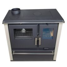 Holzherd Verso Cs Plus – 7,7 Kw – Metallplatte Oben, Backfach Aus Edelstahl, Elfenbeinfarbene Seitenwände, Rauchrohr Links – Energieklasse A