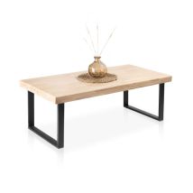 Mirakemueble - Mesa De Centro Fabrik Color Roble Y Negro Estilo Industrial Salon Moderno