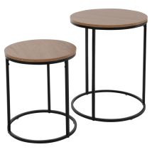 Mesas Auxiliares 2 Pzas Superficie Madera Natural Negro H&s Collection