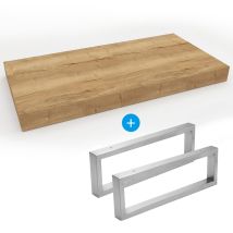 Egger Set Mobile Naturale 100x8x50 Cm + 2 Portasciugamani 45 Cm, Marrone Chiaro (do10050dh-fix3)