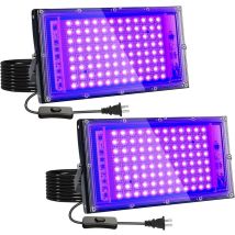 2 Stück 100 W Schwarzlicht, Schwarzlicht Uv-led-flutlicht, Wasserdichte Ip65-schwarzlichtlampe, Für Bühne, Party, Malerei, Halloween, Garten, Ouylaf