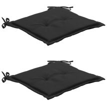 Asupermall - Juego De 2 Cojines Para Sillas De Jardín 100% Poliéster Negro 50x50x3 Cm Dec021731