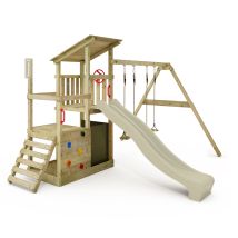 Parque Infantil De Madera Fatmoose Fruityforest Fun Con Columpio Y Tobogan En Verde Salvia