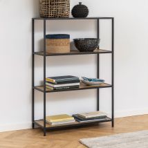 Furniture To Go - Etagère 4 Niveaux 77x35x114 Cm Décor Chêne Et Métal Noir - Fynca