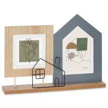 Bilderrahmen für 2 Fotos Haus – Metall und MDF – 28cm x 23,5cm – stilvolle Wanddeko für Ihr Zuhause