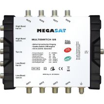 MEGASAT Multischalter 5/8 0600150 – 8 Teilnehmer – 8 dB Verstärkung – 4K – Full-HD – Kompakt – Einfache Installation
