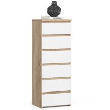 Cómoda Akord Cl6 Roble Sonoma 40 Cm 6 Cajones Frente En Color Blanco 40x35x109 Cm