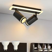 Plafonnier Led 2 Spots,moderne Éclairage Luminaire Avec Lueur Inférieure 7w+2x5w Gu10 Ampoules,blanc Chaud 3000k Plafonnier Intérieur Pour Cuisine 