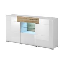 Sideboard 160cm, Kollektion Ohio. Farbe Weiß Und Eiche. Led Inklusive.