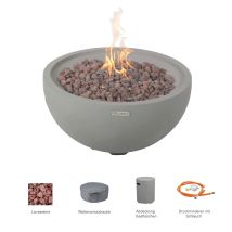 Nantucket Gas-feuertisch 2-tlg. Set Glasfaserbeton D67x35 Betongrau