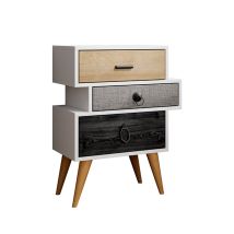 Comodino 3 Cassetti Cassetiera Tavolino Camera Da Letto Mobile Design Moderno Struttura Bianca 52x68x29,5cm Modello Leticia 3c
