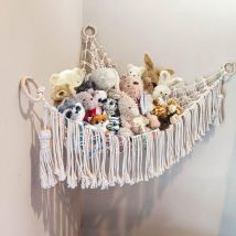 Plüschtier-makramee-hängematte Mit Licht, Spielzeug-eck-hängematten-organizer, Display-halter, Netz Zum Aufhängen Von Tieren