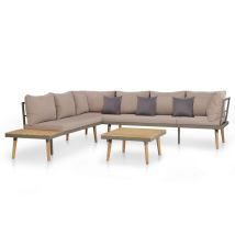 Happyshopping - Muebles De Jardín Conjunto De Muebles De Exterior 4 Piezas Y Cojines De Madera Maciza De Acacia Marrón 020016285