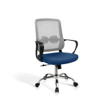 Hispanohogar - Silla Despacho Giratoria Elevable Acabado Gris/azul, 60m(ancho) 100/110cm(altura) 61cm(fondo)