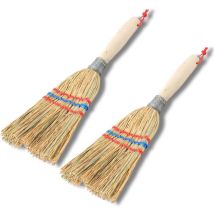 Novatool 2x Petit Balai Brosse Balai Avec Manche Court 28cm Balai De Paille Balai De Sorcière Pour Enfants Petit Balai De Jardin Mini Balai Petit