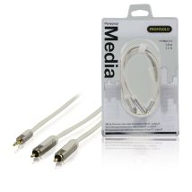 Cable De Audio Estéreo De 1 Metro 3,5 Mm - 2 X Rca, Exterior De Pvc, Blindaje De Plata - Profigold