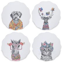 Mikasa Tipperleyhill - Set De 4 Tischsets Mit Abstraktem Design De Geformte Tiere De Jakobsmuschel, Rückwand De Kork, Heimdekor.