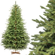Fairytrees - Weihnachtsbaum Künstlich 220 Cm Alpentanne Premium Mit Christbaum Holzständer Tannenbaum Künstlich Mit Naturgetreue Spritzguss Elemente 