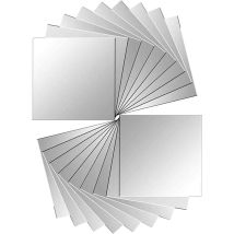 Soniatkia - 18 Pezzi Piastrelle A Specchio Adesivo A Specchio Adesivo A Specchio Da Parete Per Decorazione Da Parete Argento 15 X 15 Cm