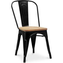 Tolix Style - Silla De Comedor - Diseño Industrial - Acero Y Madera - Nueva Edición - Stylix