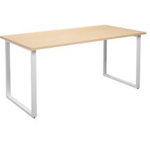 Table polyvalente DUO-O – 1600 mm x 800 mm – Bureau droit – Bouleau/Blanc – KaiserKraft