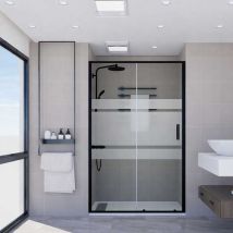 Copie De Cabine De Douche Coulissante Noire F1 1 Fixe + 1 Porte - Sans Low Profile Decoracion Mampara: Verre Décoré - Mamparas: 105 (103,5 -108)cm