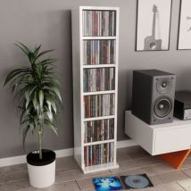 Mueble Para Cd, Blanco Brillante, 21x20x88 Cm, Madera Compuesta, Vidaxl