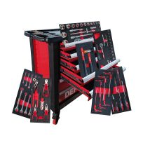 Defpro – Servante D'Atelier 7 Tiroirs – Charge 200 Kg – Hauteur 97 Cm – 4 Roues Avec Frein – 71 Outils Inclus – Structure En Acier Robuste