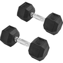 Homevive Mancuernas Hexagonales De 10 Kg Juego De 2 Pesas Antideslizantes Con Revestimiento De Goma Para Gimnasio En Casa Negro