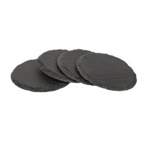 4 x Untersetzer aus Schiefer rund Ø 10 cm – robust, pflegeleicht – Geschenkidee – 3 Schaumstofffüße