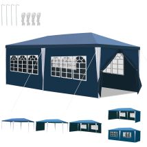 Randaco Tenda Per Ricevimenti Da Giardino 3x6 M Blu Con Finestre E Porta Con Zip, Superficie 18 M²