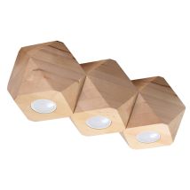 Ledbox – Woody 3 Ceiling Lamp – Natural Wood – Recessed Spotlight – 36x12x12 cm – GU10 Max 30W – IP20