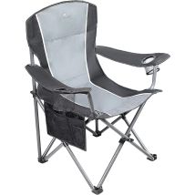 Alpha Camp Oversized Camping Folding Portable Chair Heavy Duty Steel Frame Support 160kg Arm Chair With Cup Holder Quad Lumbar Back Chair For Outdoor/