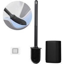 Silikon-toilettenbürste, Flexible Flache Toilettenbürste, Toilettenbürste Für Badezimmer Mit Schnell Trocknendem Behälter, Wandmontage Ohne Bohren, 