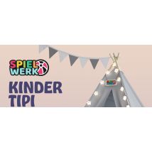 Spielwerk - Tenda Da Gioco Per Bambini Teepee 120x120x160cm Incl. Catena Luci A Led Materassino Morbido Da 2,5cm 3 Cuscini In Varie Forme Cotone & 