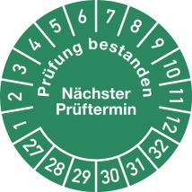 Mehrjahresprüfplakette Ø 30 Mmprüfung Bestanden 27-32 Folie Beutel A 100 Stück