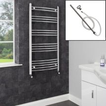 Duratherm Dual Fuel Heated Towel Rail Chrome Manual Designer Curved Electric 1200 X 600mm