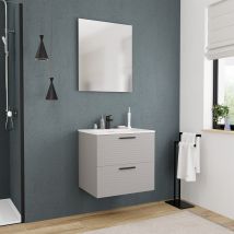 Ceramia - Set Completo Da 60 Cm: Lavabo Bianco Opaco + Mobiletto Grigio Perla Certificato Fsc ( 4lg60-v)