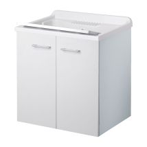 Lavatoio Sospeso Legno 1 Anta Interno 60x50 (h.85) Vasca Asse In Pp Bianco