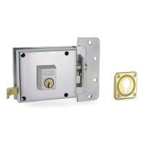Cerradura multipunto de superficie Azbe 6-10-hn – Cilindro exterior forjado – Sistema antipalanca – Acabado níquel