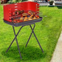 Barbecue Da Viaggio Pieghevole Carbonella Rettangolare Griglia Graticola Acciaio