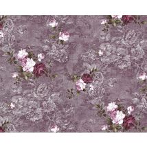 Edem - Flowers Wallcovering Wall 9045-25 Non-woven Wallpaper Embossed Romantic Design Matt Violet Aubergine-coloured Wine-red White 10.65 M2 (114 Ft2)