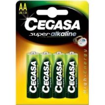 CEGASA – Pilas Super Alkaline AA LR6 – Pack de 4 Unidades