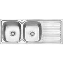 Jassferry Küchenspüle 2 Becken Einsatz, 1180 X 480 Mm Umkehrbarem Abtropffläche Waschbecken Edelstahl Einbau Mit Abfallsieb, Doppelschüssel