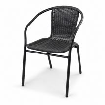 Linder Exclusiv - Poly Rattan Gartenstuhl Terrasse Stuhl Dunkelgrau/schwarz